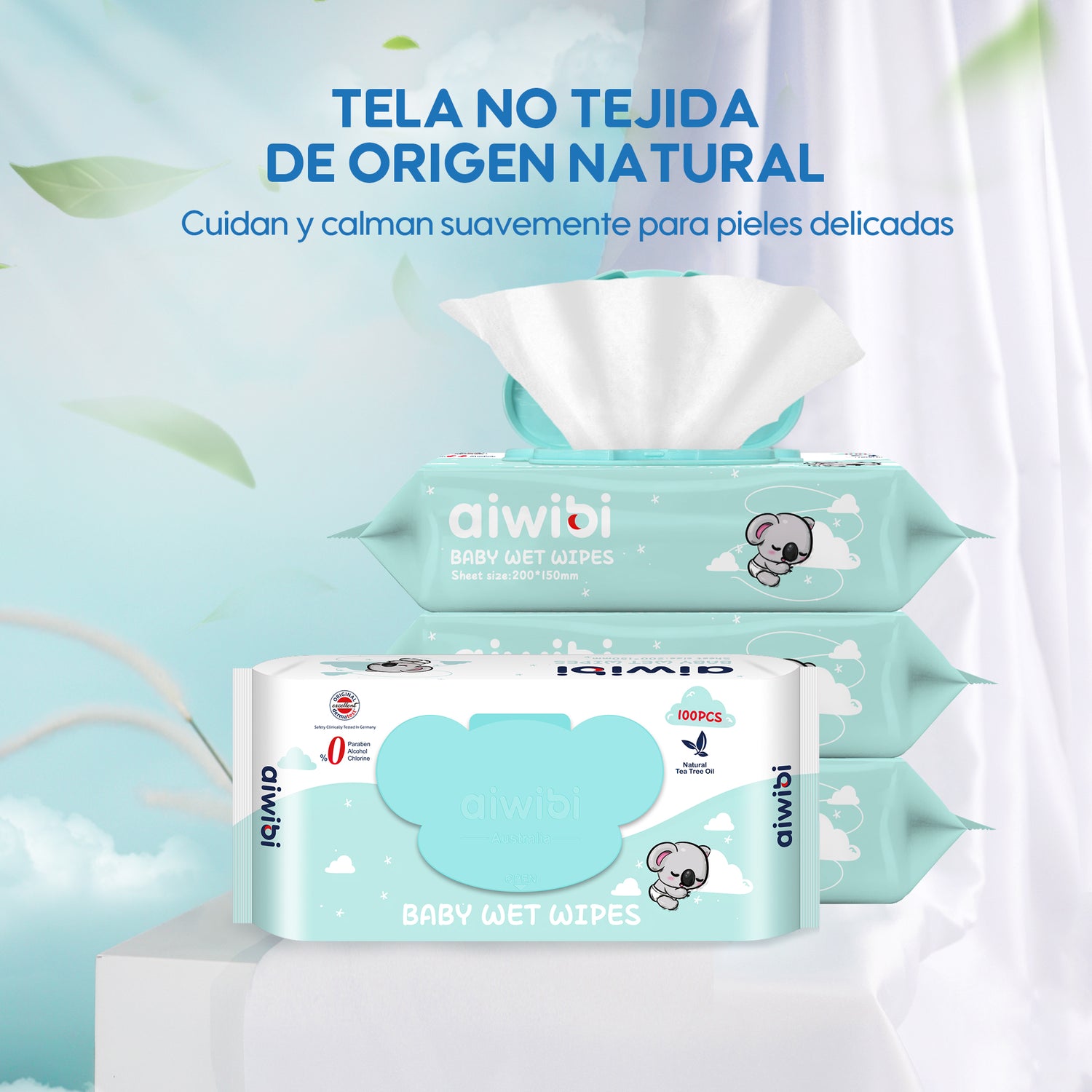Pañitos húmedos para bebés Gentle Soft 100Pcs (Té verde)