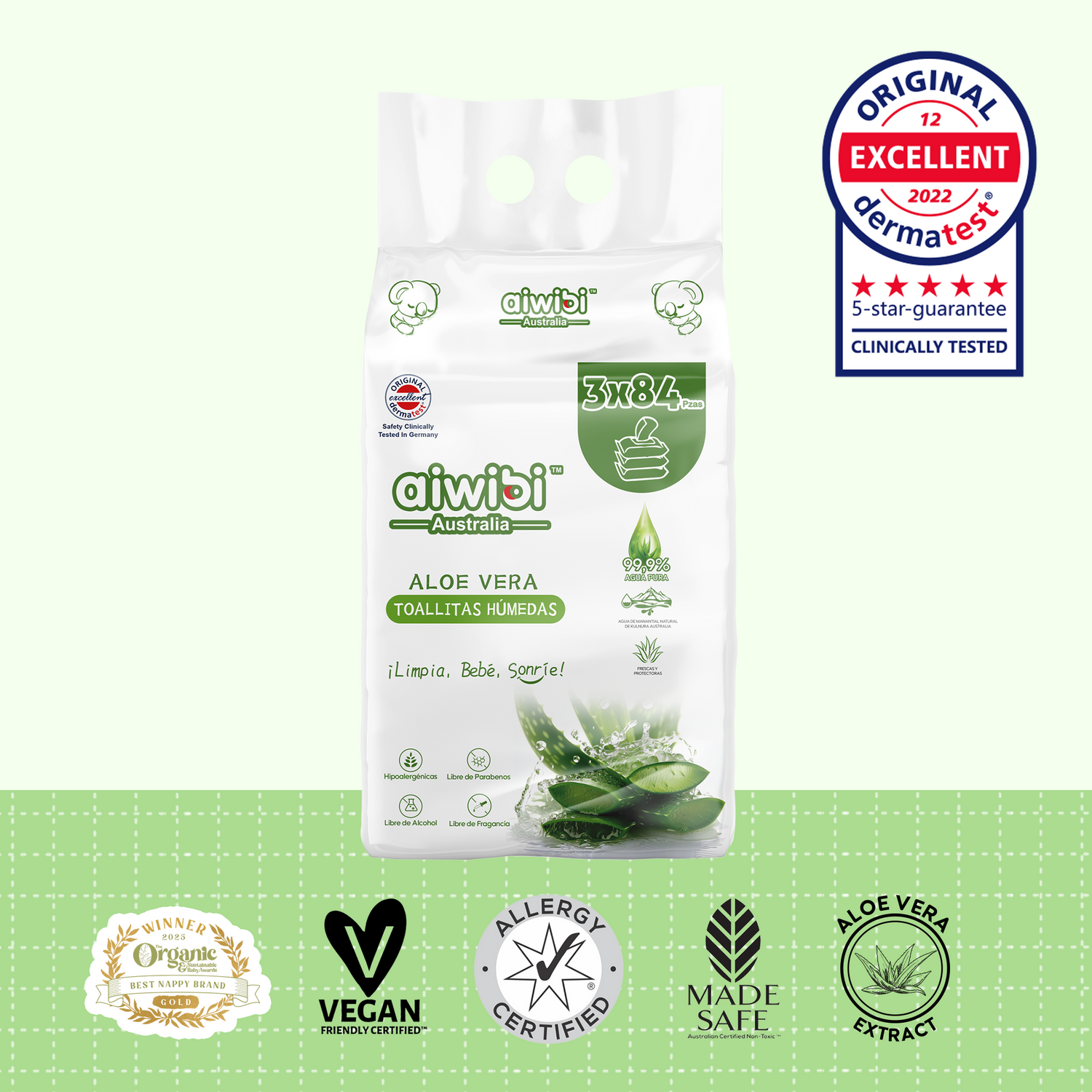 Toallitas de Cuidado Orgánico Serie Fresca y Nutritiva - Áloe